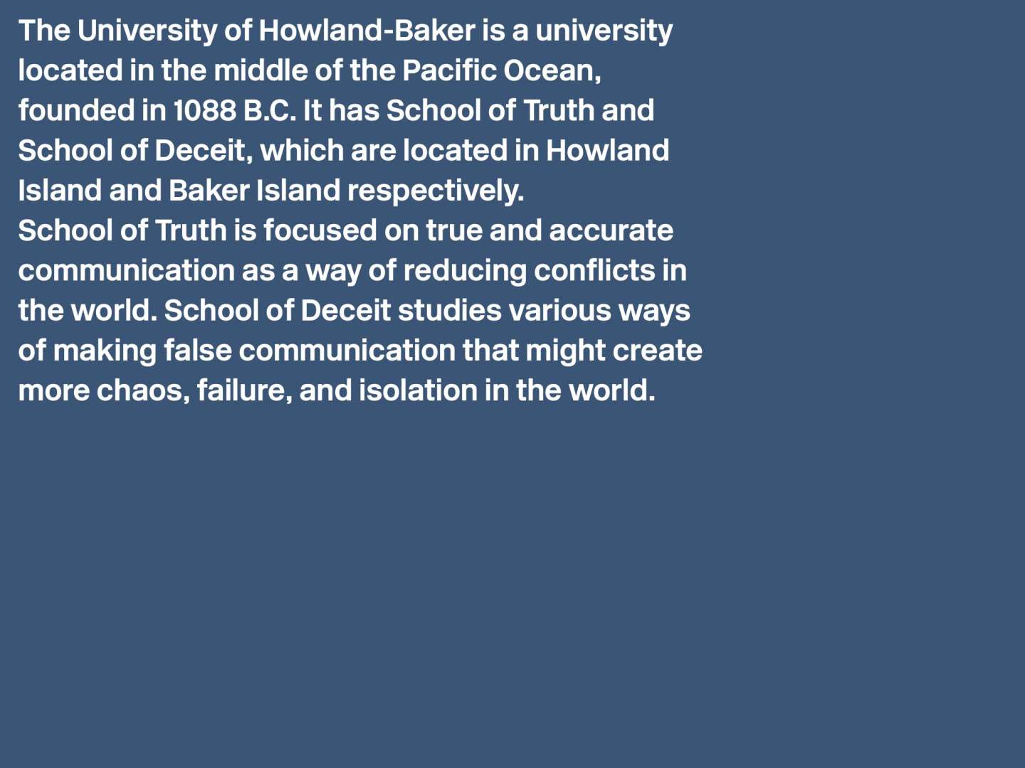 University of Howland-Baker