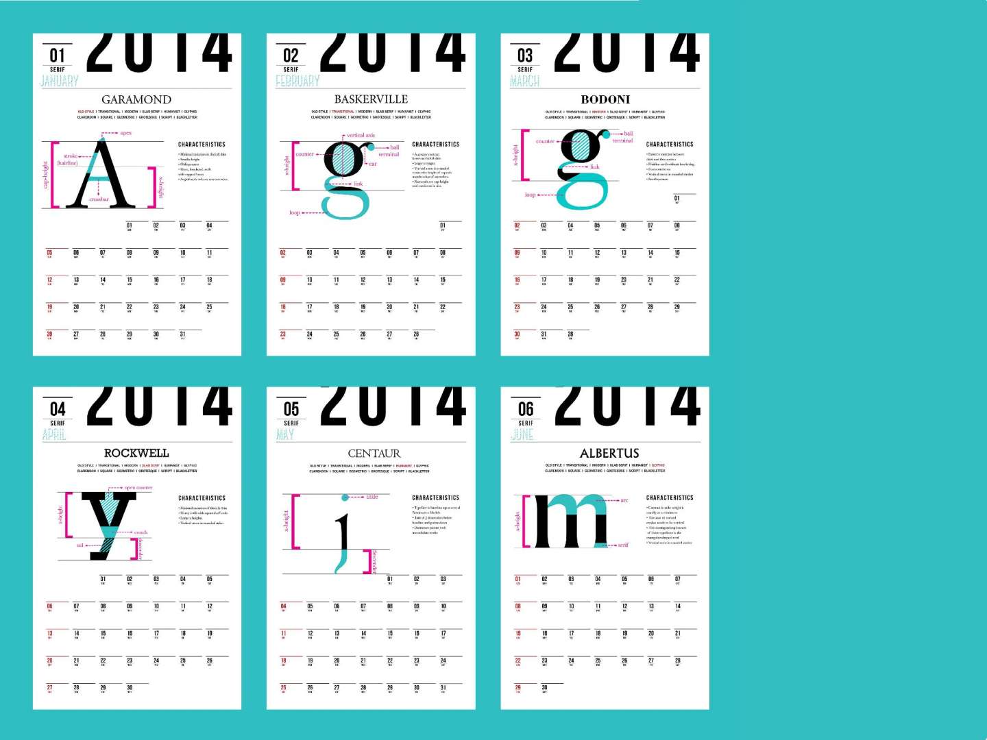 Type Classification Calendar by Joowon Ahn SVA Design