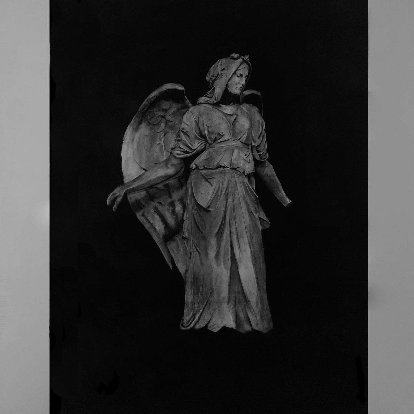 Guardian Angel Charcoal Drawing