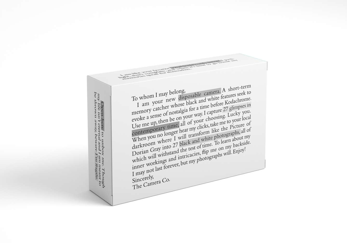 The Camera Co.: Packaging