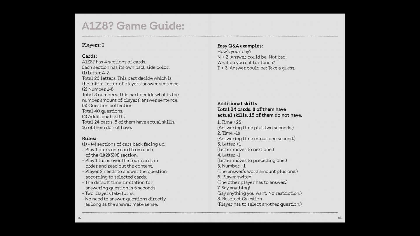 A1Z8? Game Design Manual