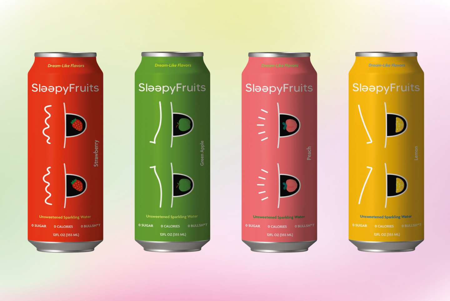 Sleepy Fruits - Sparkling Water Brand identity