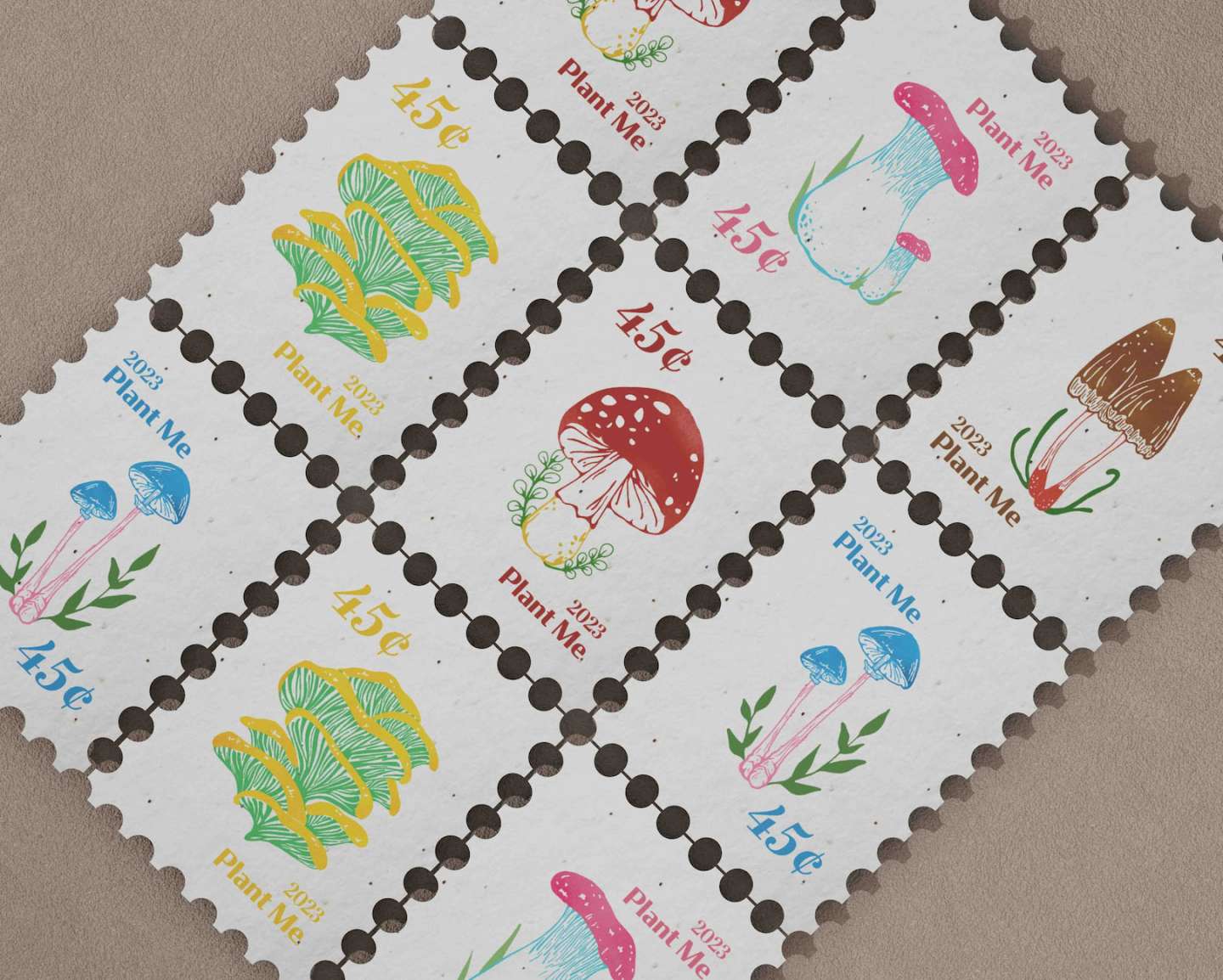 Mushroom Seeds Stamps Design