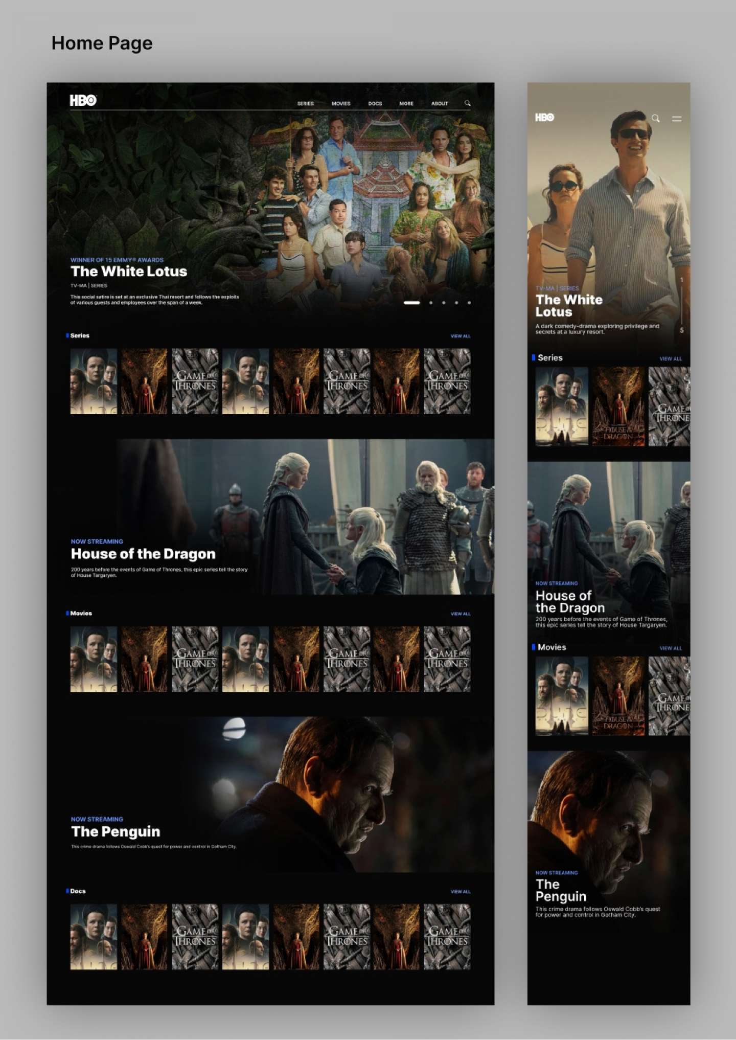 HBO website redesign