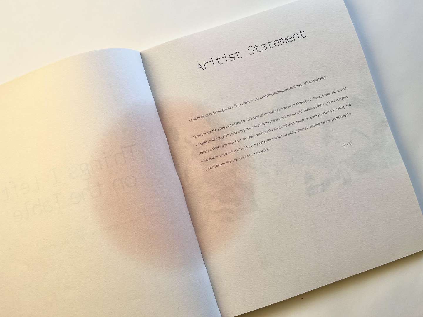 Things I Left on the Table: Collection Book Design for Stains