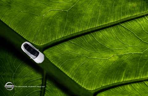 The nature friendly, all electronic Nissan leaf